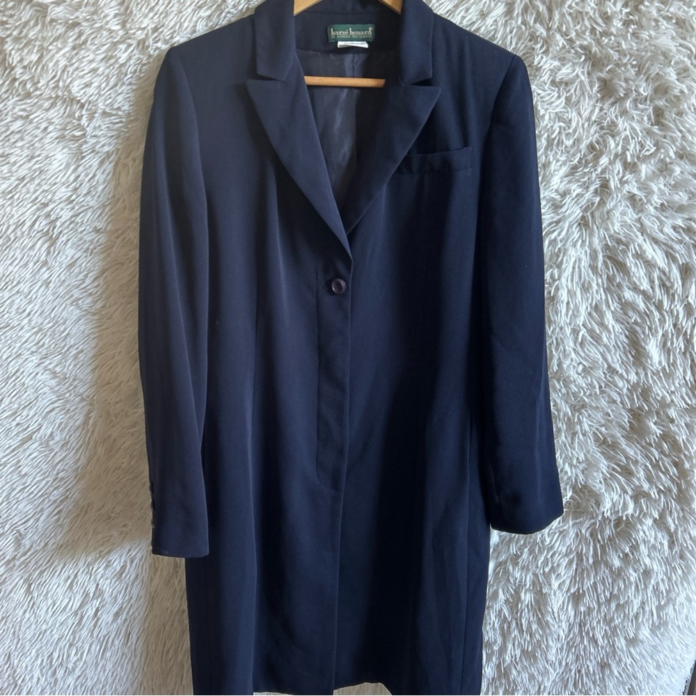 Harve Bernard Women Sz10 Black Pea Coat Side Pockets Button Midi Coat - Picture 2 of 9